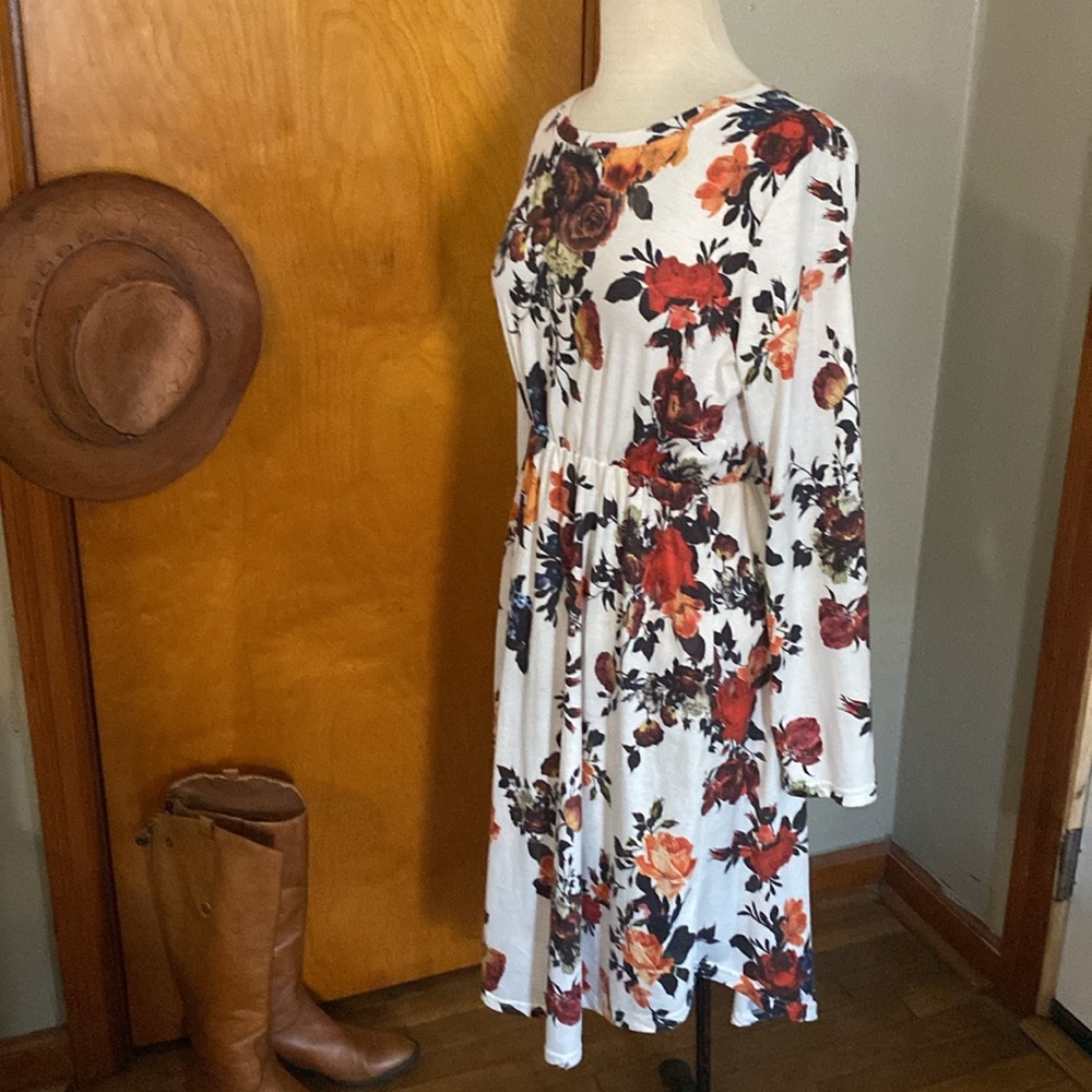 Multicolor, long sleeve floral, modest dress size medium - Picture 2 of 3